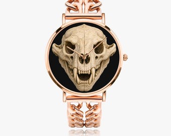 Tiger Skull Uhr Matte Black Gothic Tiger Skull Armbanduhr, Dark Wildlife Uhr, Predator Skull Uhr, Alternative Mode Geschenk