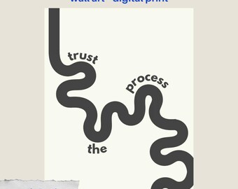 Trust The Process Wall Art, motiverende typografieprint, moderne minimalistische poster, decor voor zelfgroei, digitale download