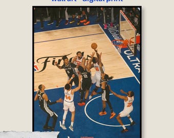 OG New York Basketball afdrukbare muurkunst | Vintage getextureerde sportposter pdf-download | Finale NYC | Cadeaus voor Knicks-fans