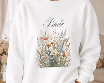 Sudadera con ramo floral para la novia / Sudadera con estampado floral para la fiesta nupcial