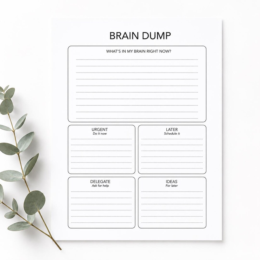 ADHD Brain Dump Printable, Executive Function Planner, Mental Load ...