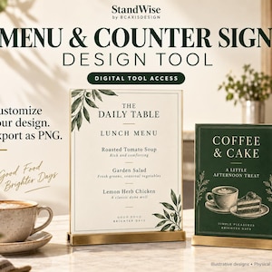 Restaurant Menu & Counter Sign Design Tool | Browser-Based Editor, PNG Export