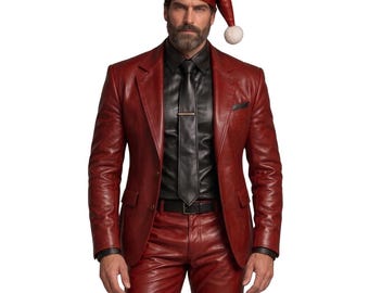 Stylish Black & Red Santa Style Designer Suit - Christmas Party Outfit - Modern Formal Suit