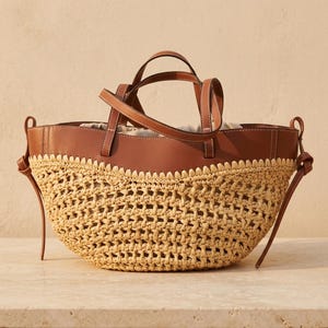 Straw Dumpling Tote with Adjustable Strap | 2-in-1 Large Beach Bag Underarm Carry