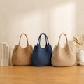 Large Woven Straw Tote Bag | Boho Beach Handbag & Summer Shoulder Bag product logo