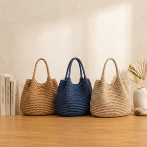 Large Woven Straw Tote Bag | Boho Beach Handbag & Summer Shoulder Bag