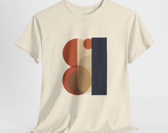 Modernist Letterform T-Shirt | Abstrakte Bauhaus Grafik | Sand & Natur Tee