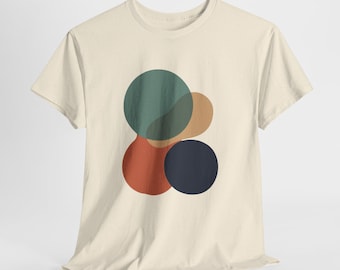 Abstraktes geometrisches Kreise T-Shirt | Moderne Naturton Kunst | Sand & Natur Tee