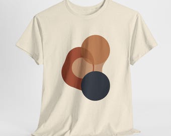 Abstraktes Bio Formen T-Shirt | Minimalistische Kieselsteinkunst Sand & Natur Tee