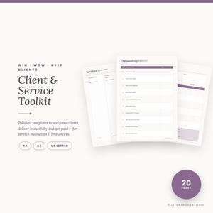 Client Onboarding Template Printable, Freelancer Toolkit | Invoice, Proposal, Welcome Packet & Client Forms, Service Business PDF A4 A5