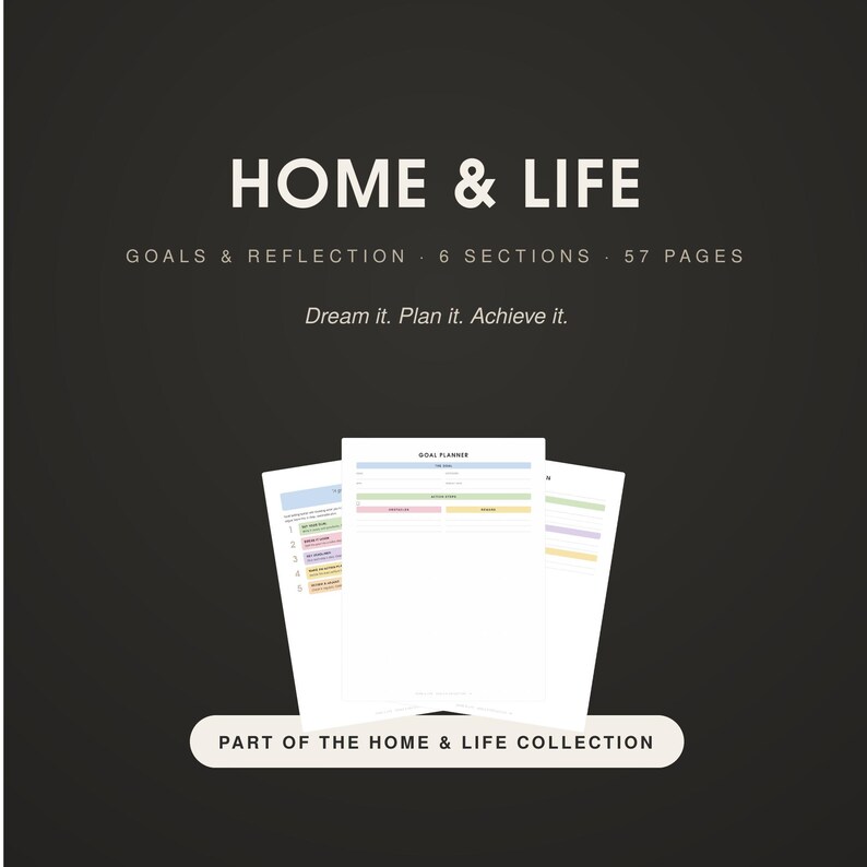 Goals Reflection Workbook Smart Setting Planner Vision Board Habit ...