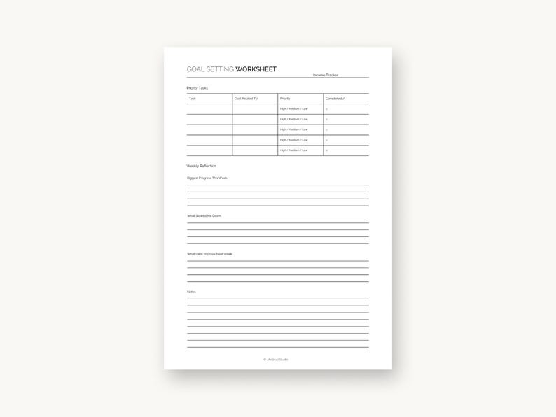 Quarterly Goal Setting Worksheet & Weekly Reflection Planner | Stop ...