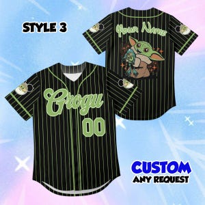 Grogu barnbasebolltröja, anpassad Disney Baby Yoda-tröja, söta Alien-ungdomskläder, personlig namn- och nummertröja för födelsedagspresent Option 3
