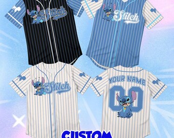 Custom Stitch Toddler Baseball Jersey, Personalized Disney Kids Birthday Shirt, Cute Name Outfit, Vintage Cartoon Child Gift