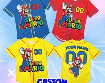 Custom Plumber Baseball Jersey, Personalized Retro Game Shirt, Cute Anime Softball Tee, Aesthetic Gamer Boy Clothing, Cosplay Costume