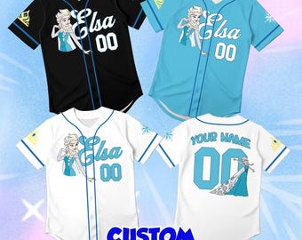Custom Elsa Toddler Baseball Jersey, Personalized Disney Frozen Kid Shirt, Ice Queen Graphic Tee, Cute Magic Birthday Gift Wear