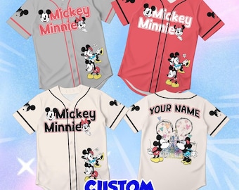 Custom Mickey Minnie Toddler Baseball Jersey, Personalized Disney Kids Birthday Shirt, Cute Name Outfit, Vintage Cartoon Child Gift
