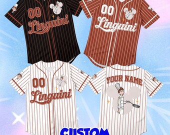 Personalized Linguini Ratatouille Shirt, Custom Disney Baseball Jersey, Whimsical Cooking Lover Gift, Unique Couples Vacation Outerwear