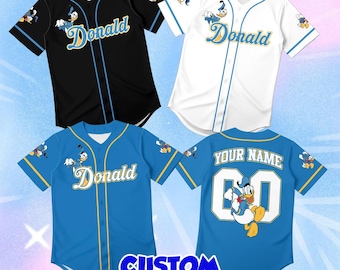 Personalized Donald Duck Toddler Jersey, Custom Name Girl Baseball Shirt, Disney Character Kid Tee, Whimsical Vacation Clothes, Holiday Gift
