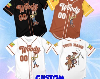 Custom Woody Toy Story Toddler Baseball Jersey, Personalized Disney Kids Birthday Shirt, Cute Name Outfit, Vintage Cowboy Child Gift