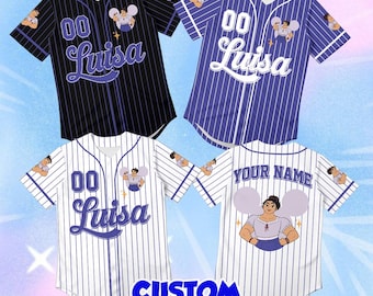 Personalized Luisa Encanto Shirt, Custom Disney Baseball Jersey, Whimsical Strong Sister Gift, Unique Couples Vacation Outerwear