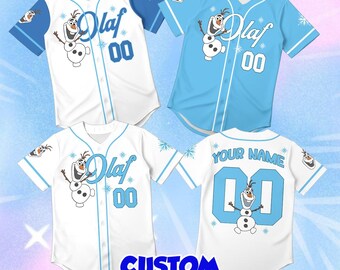Personalized Olaf Toddler Jersey, Custom Disney Character Kids Clothes, Cute Winter Arendelle Apparel, Whimsical Snow Birthday Outfit