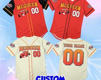 Custom Lightning McQueen Toddler Baseball Jersey, Personalized Disney Kids Birthday Shirt, Cute Name Outfit, Vintage Race Car Child Gift