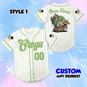 Grogu barnbasebolltröja, anpassad Disney Baby Yoda-tröja, söta Alien-ungdomskläder, personlig namn- och nummertröja för födelsedagspresent Option 1