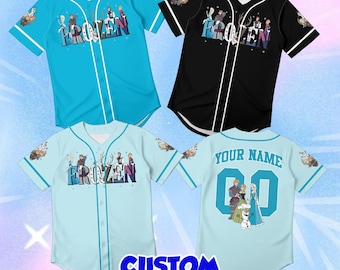 Personalized Elsa Anna Toddler Jersey, Custom Name Frozen Baseball Shirt, Disney Character Kid Tee, Whimsical Vacation Clothes, Holiday Gift