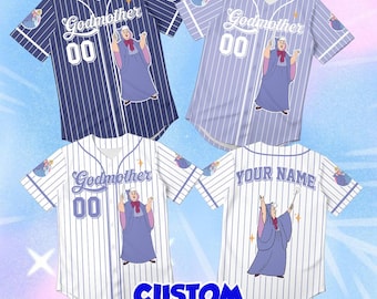 Fairy Godmother Baseball Jersey, Custom Disney Character Apparel, Personalized Magic Wand Name Shirt, Striped Fairytale Outfit Gift