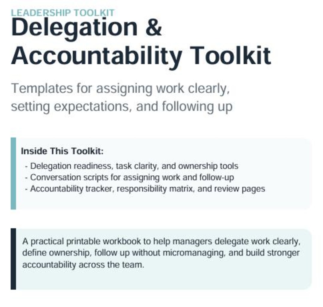 Manager Key Accountability Check Delegation & Accountability Toolkit Manager Delegation Templates ...