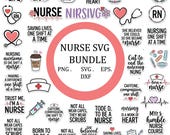 Nurse Svg Bundle | Nurse Png Eps Dxf | Nurse Life Svg | Rn Svg | Stethoscope Svg | Nurse Shirt Design | Cricut Silhouette Cut File