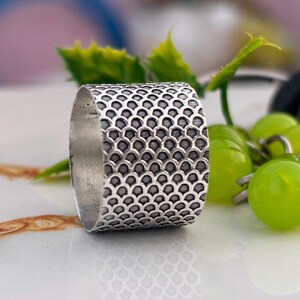 Wide Oxidized Silver Geometric Statement Ring, Boho Indian Band Jewelry