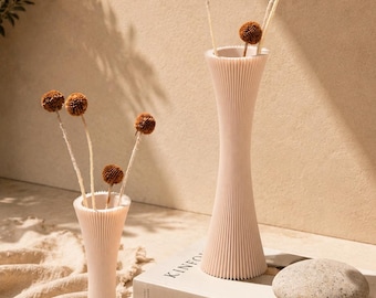 Lyra Fluted Vase | Organic Modern Vase | Contemporary Home Decor | Aesthetic Ribbed Vase | Scandinavian Neutral Decor
