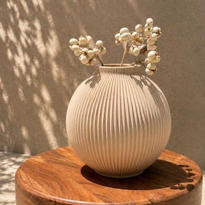 Luxury LUNA Vase Set – Neutral Decor, Modern Ribbed Vase, Minimalist Sculptural Home Decor, Contemporary Decorative Vase