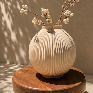 Luxury LUNA Vase Set – Neutral Decor, Modern Ribbed Vase, Minimalist Sculptural Home Decor, Contemporary Decorative Vase