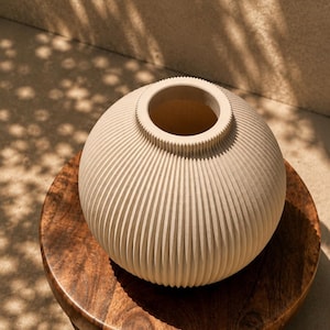 Luxury LUNA Vase Set – Neutral Decor, Modern Ribbed Vase, Minimalist Sculptural Home Decor, Contemporary Decorative Vase