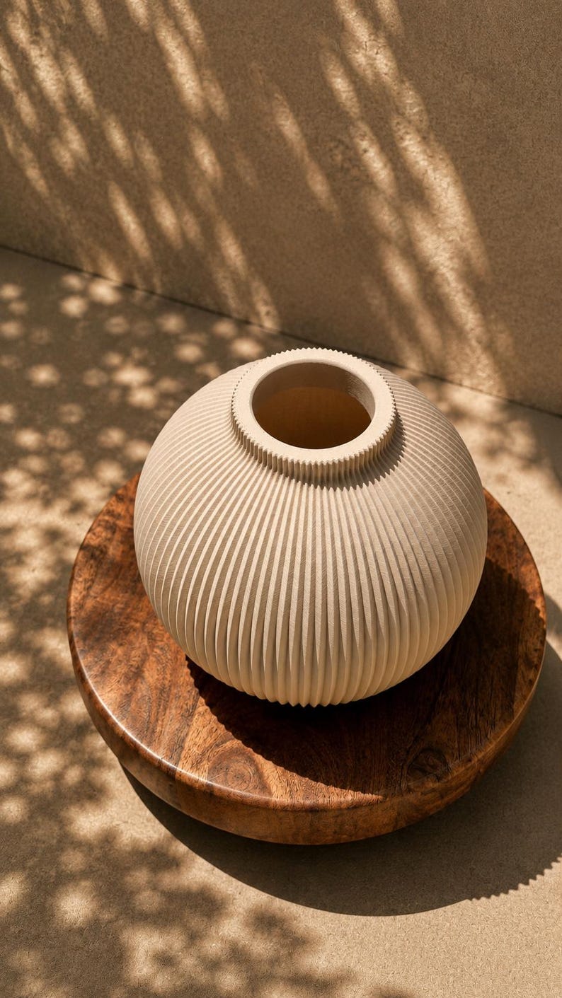 Luxury LUNA Vase Set – Neutral Decor, Modern Ribbed Vase, Minimalist Sculptural Home Decor, Contemporary Decorative Vase