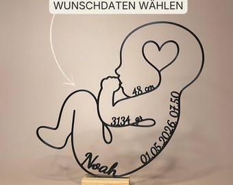Babygeschenk personalisiert | Taufgeschenk | 3D Geburtsdaten Aufsteller Name & Datum | Kinderzimmer Deko | Geschenk zur Geburt