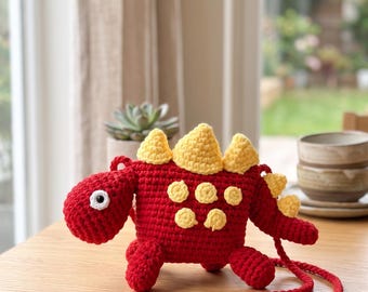 Handmade Crochet Dinosaur Bag for Kids | Animal Crossbody Purse, Kawaii Mini Shoulder Bag