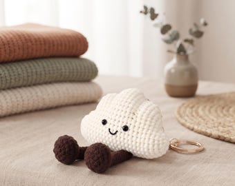 Handgjord virkad molnnyckelring, söt kawaii molnväska-berlock, amigurumi-nyckelring, plyschväska-accessoar, present till henne