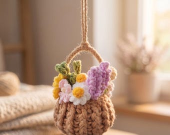 Handmade Crochet Hanging Charm, Car Mirror Accessory, Bag Decor Charm, Amigurumi Ornament, Gift for Teens, Cute Aesthetic Decor