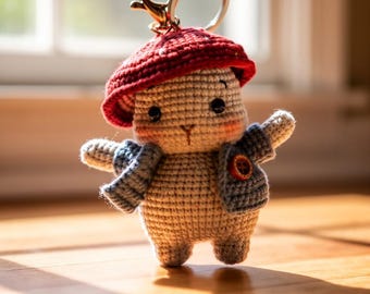 Handmade Crochet Mushroom Keychain: Cottagecore Woodland Amigurumi Bag Charm