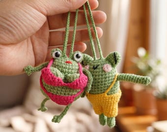 Handmade Amigurumi Frogs, Kawaii Hanging Frog Decor, Cute Nursery & Baby Room Decor, Unique Frog Lover Gift
