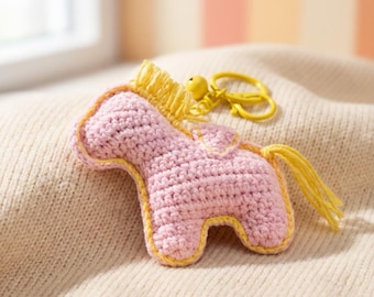Handmade Crochet Pony Keychain: Pastel French Style Horse Bag Charm