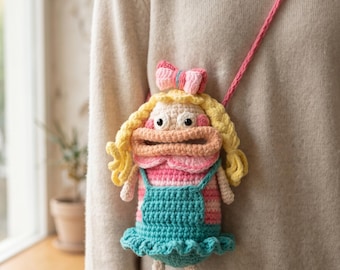 Handmade Crochet Doll Bag Charm, Amigurumi Keychain, Kawaii Purse Accessory