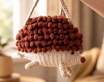 Handmade Crochet Hedgehog Bag: Whimsical Woodland Animal Purse for Kids