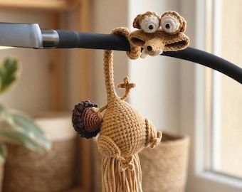Ice Age Sloth Crochet Kit, Amigurumi Squirrel Toy, Handmade Baby Craft Set, Keychain Plush Animal, DIY Nursery Gift, Cute Kawaii Decor