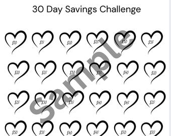 1000 Savings Challenge Tracker, 30 Day Money Goal Printable (Digital Download)
