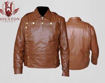 The Rocketeer Movie Cliff Secord Billy Campbell Brown Leather Aviator Flight Bomber Jacket, Retro 1930s Comic Hero Cosplay Costume Outerwear